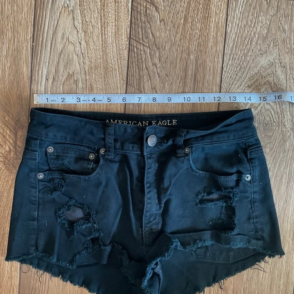American Eagle Outfitters Black Distressed Denim Shorts